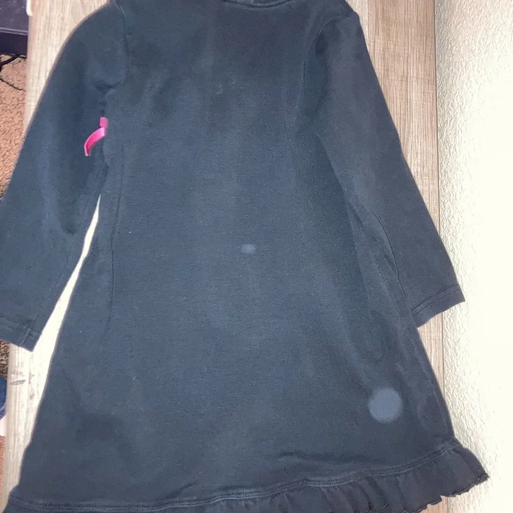 Gymboree Black Shopping the Avenue Dress 4 Pink Trim Vintage Long Sleeve Cotton